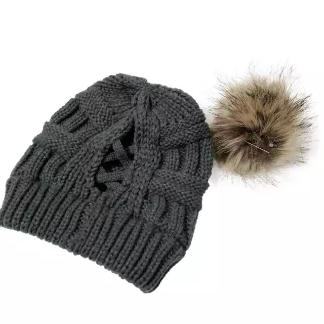 CC Pom Pom Ponytail Beanie