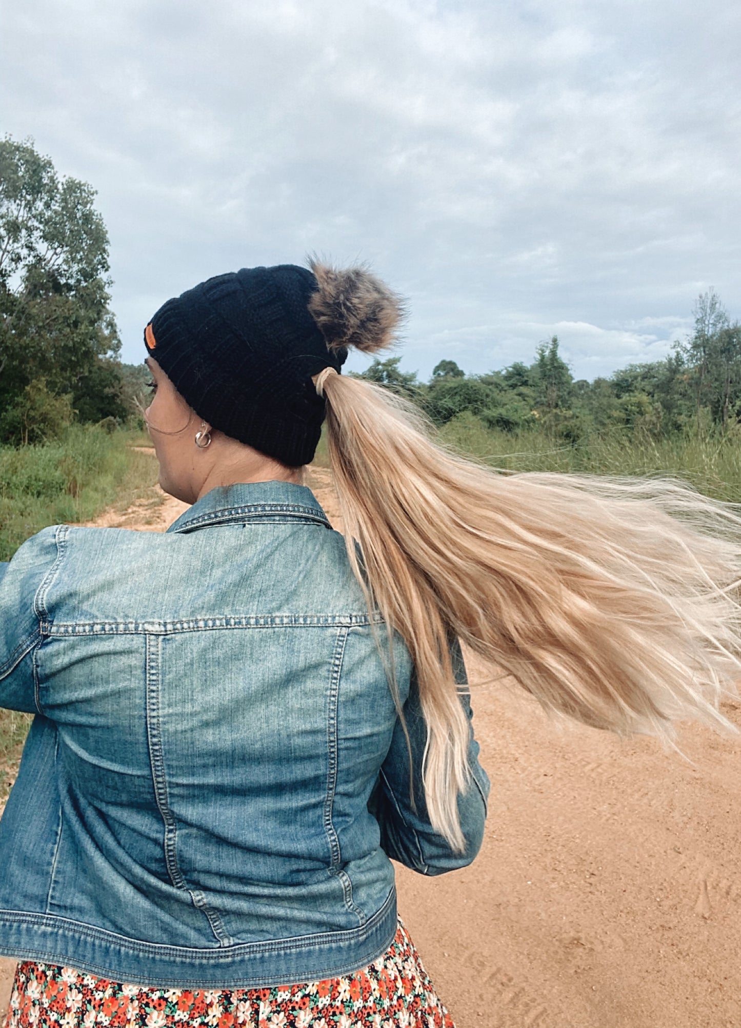 CC Pom Pom Ponytail Beanie